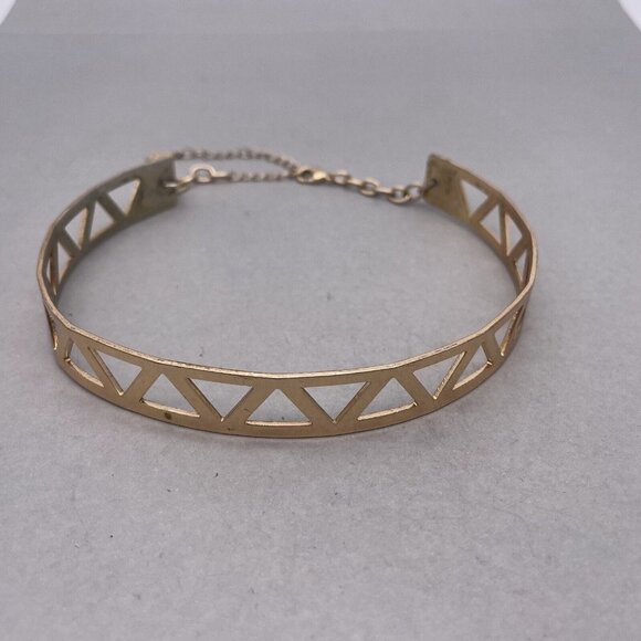 Aldo Zigzag Cutout Choker Necklace Gold Tone Adjustable Extender Chain - Picture 2 of 3